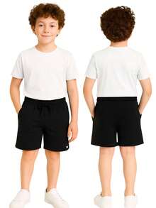 Set Of 3 Boys' Fleece Shorts With 2 Pockets. Available In Black, Caramel, And Gray. - 黑色/灰色/焦糖色 - 查看 3