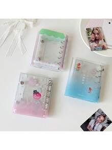 1pc Goldfish Print Loose-Leaf Notebook, Student M5 Mini Apple Cat Notebook, Strawberry Diary Portable Pocket Notebook - Multicolor - View 5