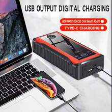 Portable Car Jump Starter With Air Compressor, Emergency LED Light And Power Bank - Quickly Charges Phones, Laptops, Cars, Trucks, RVs - Includes Storage Bag And Car Charger | Stylish Power Bank | Advanced Features, Portable Car Jump Starter - Multicolor - View 11