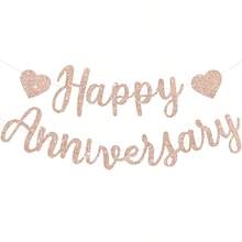1set Happy Anniversary Flag Pulling, Valentine's Day Commemorative Wedding Anniversary Birthday Party Decorative Banner - Multicolor - View 11