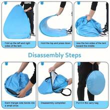 The Fully Automatic Beach Tent Is Easy To Carry, Durable, And Foldable. It Protects You From Sunlight And Provides UV Protection. The Back Panel Adopts Mesh Curtains, Which Can Be Opened In Summer To Increase Coolness. Suitable For Outdoor Beaches, Courtyard Lawns, Camping And Rest, It Is An Excellent Gift For Valentine's Day And Summer. - 彩色 - 查看 8