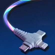 Light Up Phone Charger Cord, Multi LED Charging Cable RGB Glowing Gradual Lighting USB C Cable Fast Charging Cable Universal 3 In 1 Charger Cable Adapter Micro USB Type-C 3.3FT/6.6FT Compatible With IPhone, Android, Camera, MP3 Universal Adapter Nan MFi Certified - 3 In 1-colorful - View 10