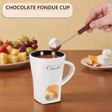 巧克力火锅杯配叉，甜美陶瓷个人巧克力融化杯。巧克力火锅杯礼品。生日约会礼物。生日结婚礼物。红色，浪漫甜点，个性化礼物，优雅马克杯，陶瓷设计，耐用陶瓷，融化杯，生日礼物。 - 彩色 - 查看 6