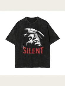 Face Blurred Design Graphic T-Shirt - Black - View 1