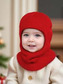 1 件男女通用婴儿/幼儿 1-6 岁纯色针织保暖柔软防护可爱休闲拉法帽，适合户外和日常使用，秋冬季
