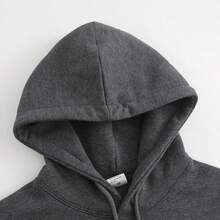 1pc Womens TUNA Fish Graphic Hooded Sweatshirt Regular Fit Drawstring Hooded Pullover  Midweight Slightly Stretchy  Comfortable Fleece  Lined Casual Streetwear For Autumn  Winter Everyday Wear - 灰色 - 查看 4