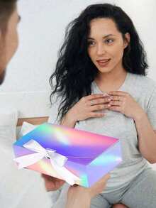 10个装 - 带盖炫彩礼盒，伴郎求婚礼盒，豪华炫彩礼盒（含丝带），适用于婚礼礼盒、生日礼盒、派对礼盒、圣诞礼盒、伴娘礼盒、毕业礼物、情人节礼盒