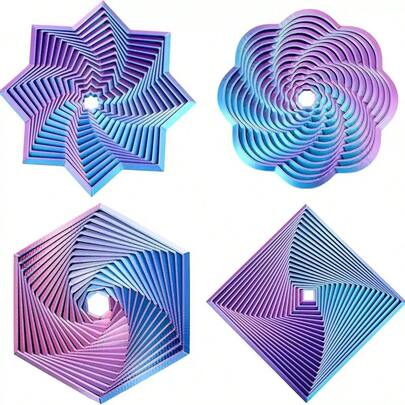 3D Printed Fidget Toy, Fractal Hexagon Design, Rotational Spiral, Sensory Stress Relief Toy, Suitable As Holiday, Christmas, Birthday Gift (Light Purple)