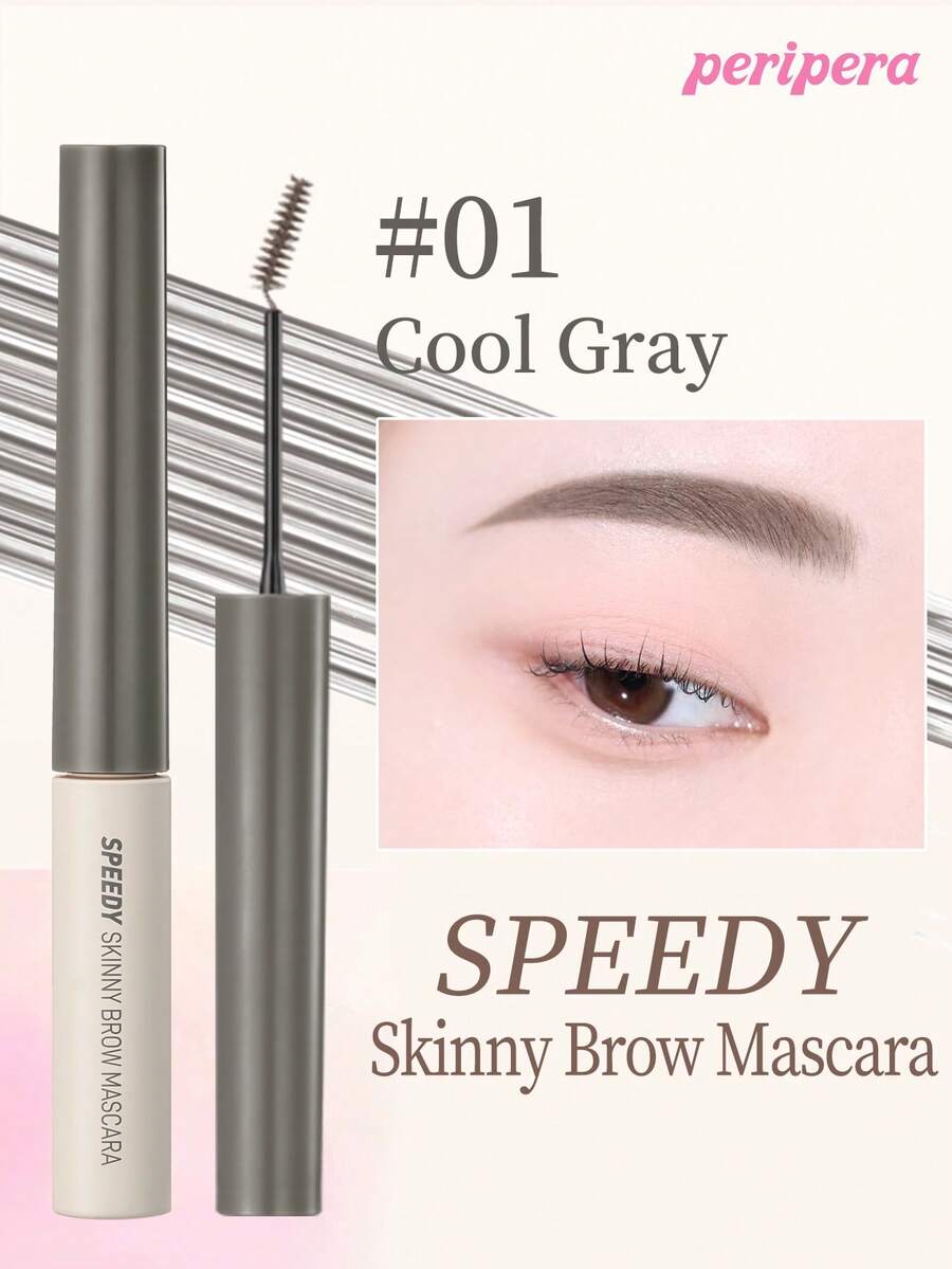 Peripera K-Beauty SPEEDY SKINNY 眉彩筆 眉毛定型凝膠 超細刷頭 易打造精緻眉妝 防水 持久 防暈染 眉毛造型液 眉毛填充 豐盈眉毛凝膠 - #01 Cool Gray - 查看 1