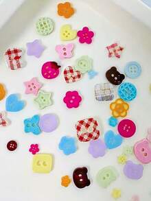 1个3D纽扣美甲模具硅胶工具不对称形状纽扣装饰美甲饰品树脂模具美甲用品 - 無色 - 查看 7