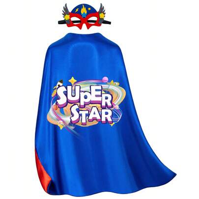1 Set Superstar Cloak Children's Festival Party Superhero Costumes Superhero Costumes,Superhero Capes With Mask Birthday Gifts Superhero Capes Capes For Kids Unisex Super Star Capes