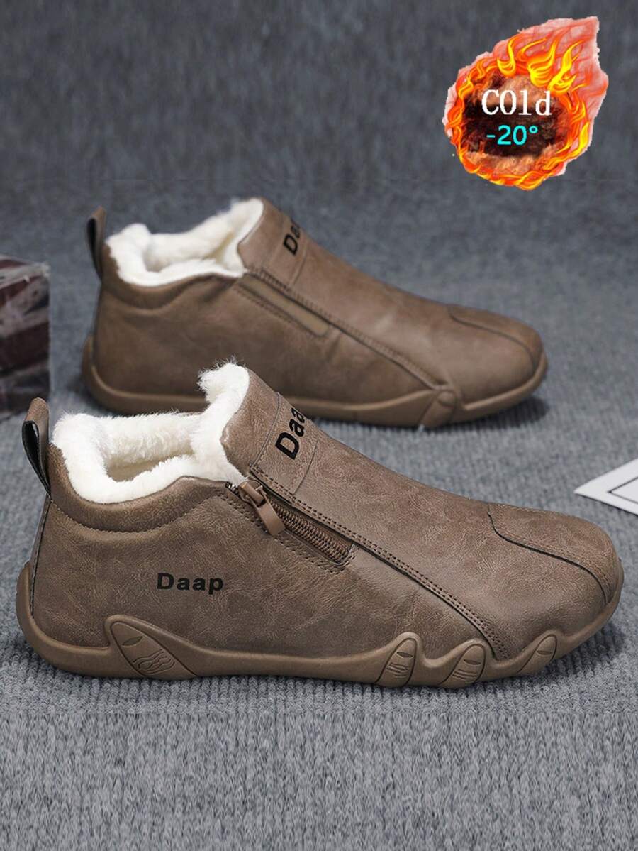 Herren Lässig Sportschuhe, personalisierte Mode Doppelreißverschluss Mittelschaft Stiefel, vielseitig wasserdichte Dicksohlen Erhöhte Gummisohle Sneakers, Trekkingschuhe, Chelsea-Stiefel mit Thermofutter für Herbst/Winter