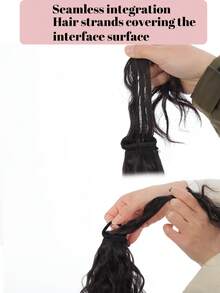 合成纤维马尾接发，耐热纤维，自然分层马尾，自然波浪形弹力带，适合女性日常佩戴及各种场合。 - 彩色 - 查看 3