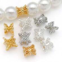 5pcs 18k Gold Plated Bead Caps Double Flower Bead Caps Filigree Flower Beads Brass Bead Spacers Double End Bead Caps For Jewelry Making Bracelets Earrings Supplies Women