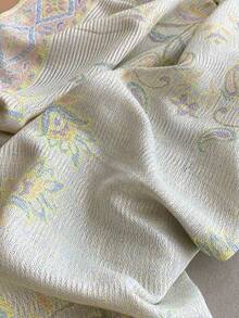 1条女士优雅佩斯利提花仿羊绒围巾，波西米亚风时尚百搭流苏披肩，双面可用，保暖百搭，适合日常佩戴、旅行、度假 - 白色 - 查看 4