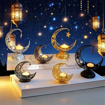1pc Crescent Moon Shaped Incense Burner Candle Holder, Tabletop Decor, Suitable For Home, Office, Wedding, Party, Dining Table, Ramadan, Wedding Centerpiece