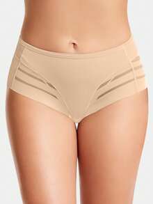 Mutandine modellanti senza cuciture da donna a vita alta, a righe, in rete, leggere e traspiranti, biancheria intima contenitiva per glutei e fianchi