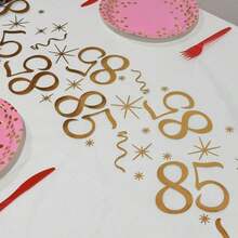 1pc Gold Foil Number Birthday Table Runner, 6/16/20/25/35/45/55/65/75/85 Years Old Birthday Party Decoration, Anniversary Retirement Party Supplies, Birthday Celebration, Father's Day, Mother's Day - Gold - View 36