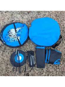 1个四合一便携式蓝色足球门，可拆卸多功能足球训练网 - 藍色 - 查看 9