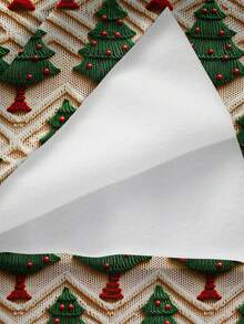 Sudadera de mujer LOVE JOYY con estampado de árbol de Navidad, cuello redondo, manga larga, cómoda, adecuada para días festivos y uso diario - Albaricoque - Ver 4