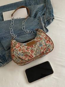 Túi đeo vai họa tiết hoa thời trang đa năng màu trơn mới, túi vuông nhỏ kiểu baguette tối giản giản dị dành cho nữ - Nhiều màu - Xem 6