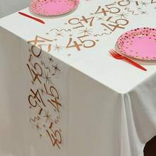 1pc Rose Gold Number Birthday Table Runner, 45th Birthday, 11.02*108.27/196.85/393.7 Inches, Birthday Party Decoration, Anniversary Retirement Party Supplies, Birthday Celebration, Party Supplies, Father's Day, Mother's Day - Rose Gold - View 15
