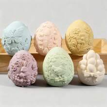 Easter Egg Candle Mold With Relief Butterflies, Four-Leaf Clover, Hen Pattern, And Plaster/Silicone Design - White - View 12