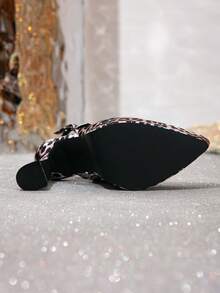 13cm Waterproof Platform Thick Heel Sandals Women Summer Non-Fatiguing Peep Toe Leopard Print Slip-On Dress Sandals, Plus Size - Snow Leopard - View 6