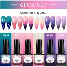 FOUR LILY 7ml 6Pcs Thermal Gel Nail Polish Set Color Changing Soak Off UV LED Semi Permanent Varnish Hybird Manicure Home Salon Kit - Multicolor - View 2