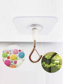 重型自粘式天花板挂钩 - PVC免钻孔挂钩，适用于悬挂气球、风铃、灯具、植物等 - 多用途无损挂钩，适用于家庭和商业用途，用途广泛 | 粘贴式安装 - 無色 - 查看 3