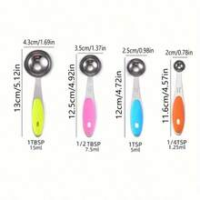 5pcs Stainless Steel Measuring Spoon Set With Silicone Handles - Perfect For Cooking And Baking, Food-, No Electricity Needed, Includes 1/4, 1/3, 1/2, 2/3, And 1 Cup Spoons, Kitchen Essentials|Stainless Steel Spoons|Durable Kitchenware - 5pcs Measuring Spoon Set - View 4