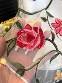 Girls Fashionable Floral Embroidered Tulle Princess Dress, Summer - White - View 6