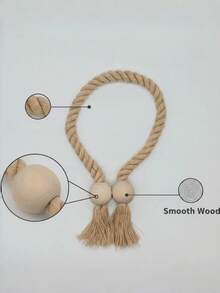 2pcs Bohemian-Style Wooden Bead Curtain Straps With Tassels, Suitable For Farmhouse/Nordic Decoration, Suitable For Living Room, Bedroom, Terrace, Kitchen, Baby Room And Office Curtains