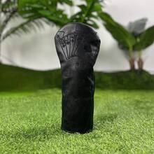 ​Classic Retro Poker-Patterned Black Wooden Putter Head Cover - Premium Durable Protective Gear | Ideal For Young Trendsetters & Family Golf Enthusiasts - Black - View 10