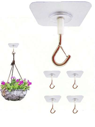 重型自粘式天花板挂钩 - PVC免钻孔挂钩，适用于悬挂气球、风铃、灯具、植物等 - 多用途无损挂钩，适用于家庭和商业用途，用途广泛 | 粘贴式安装