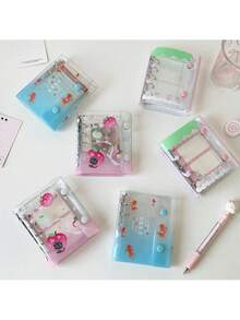 1pc Goldfish Print Loose-Leaf Notebook, Student M5 Mini Apple Cat Notebook, Strawberry Diary Portable Pocket Notebook - Multicolor - View 10