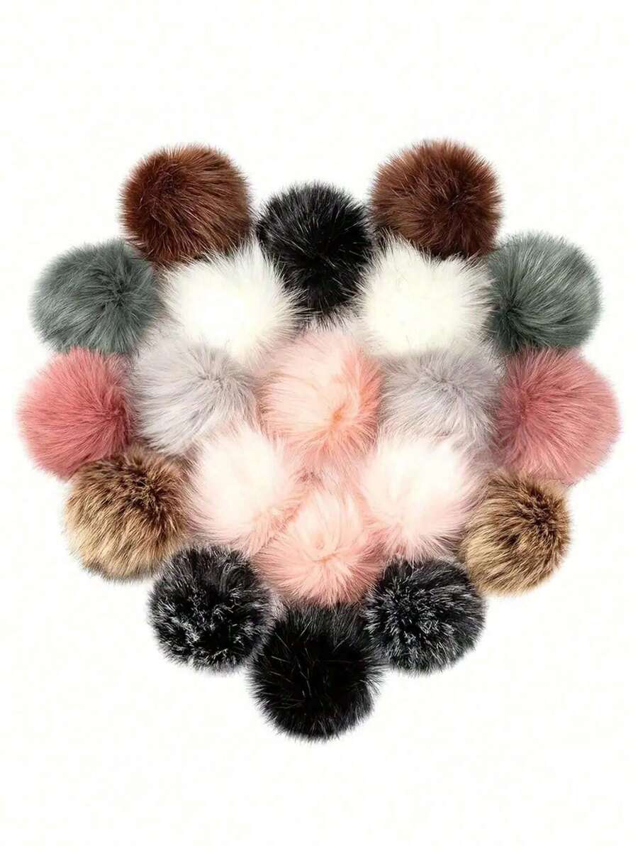 7/12/24pcs Faux Fur Pom Poms For Hats, 4Inch Fluffy Pom Poms With Elastic Loop For DIY Crafts, Removable Knitting Accessories For Shoes Scarves Gloves Bags Keychains