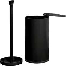 Acceso fácil a papel higiénico negro mate resistente al óxido, con tapa y mango para fácil agarre, capacidad para varios rollos, ideal para el baño o cualquier lugar donde se use papel higiénico - Negro Mate - Ver 5