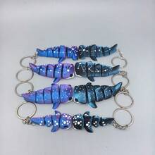 1Pc 3D Printed Movable Galaxy Keychain - Dark Blue Gradient Whale Shark Charm, Starry Constellation Fashion Accessory For Women - 彩色 - 查看 10