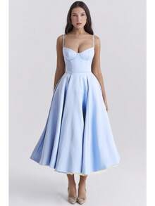 Vestidos Elegantes De Mujer Christmas Outfit Women Dresses For Women Christmas Dress Long Dresses For Women Winter Dresses For Women Black Dress Christmas Outfit Women Vacation Outfits Women - Màu xanh lam - Xem 3