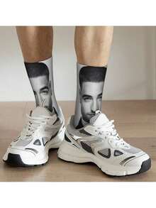 Maluma Men'S Fashion Socks - Black & White Contrast Design With Bold "MALUMA" Print, Comfortable Polyester Blend, Perfect For Casual Attire, Home & Outings, Stylish And Durable, Everyday Socks | Bold Print Socks | Knit Construction, Cute Socks - 2件 - 查看 4