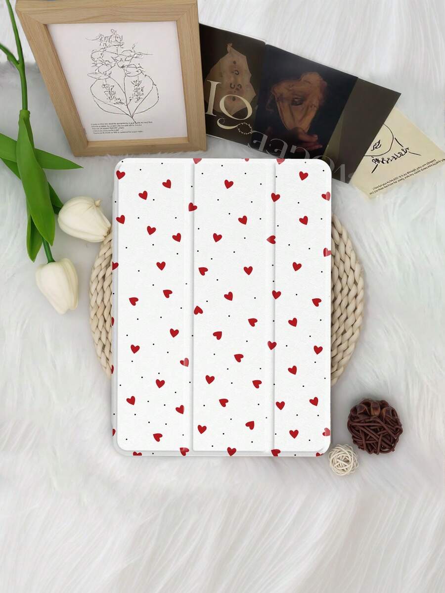 Kingsung Funda protectora para tableta con patrón de puntos en forma de corazón, apta para 9.7/10.2/10.5/10.9/12.9/Pro 11, 10th Gen, Galaxy Tab S6 Lite 10.4 pulgadas, Kindle Paperwhite 12th Gen (lanzamiento 2024), Kindle 11th Gen (lanzamiento 2022), Kobo Clara Colour, suave y a prueba de golpes, con función de soporte inteligente/activación/suspensión automática