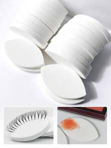 50 piezas Almohadillas de esponja suave para pestañas postizas - Esponjas de maquillaje reutilizables, adecuadas para principiantes, entrenamiento y herramientas de extensión de pestañas, esponjas para practicar la forma del ojo, esponjas de maquillaje suaves y flexibles, con diseño de diagrama de pestañas, adecuadas para principiantes y técnicos de pestañas, para práctica y mejora de habilidades, reutilizables, herramientas de maquillaje y herramientas de maquillaje de ojos, adecuadas para uso en salón.