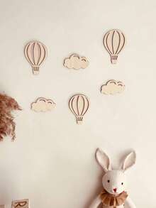 Nordic Style Balloon & Cloud Wood Wall Decals - Creative Kids Room Nursery Decor, Photographic Backdrop For Children's Photography.