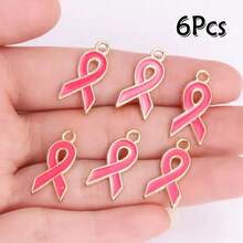 10pcs Alloy Love Ribbon Enamel Pendant Breast Cancer Mark Awareness Charms For Diy Jewelry Making Mobile Phone Case Decor Accessories - Multicolor - View 17