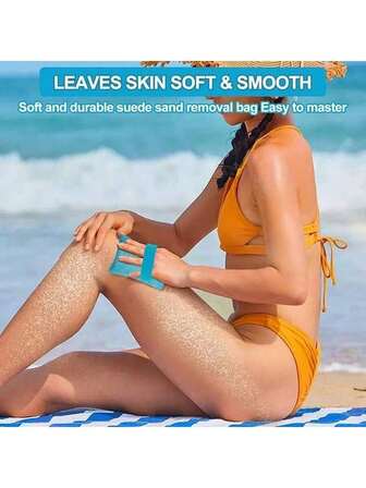 Reusable Lightweight Coral Fleece Beach Sand Gloves, Suitable For Beach Travel And Camping - Modern Geometric Design, Hand Washable, For Outdoor Beach Use, Sand-Free Beach Towel