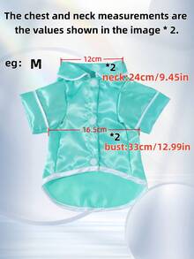 1 pieza Pijama para mascotas perros/gatos, diseño de tela brillante, con ribete de contraste, pijama suave y cómodo, ropa de estar en casa para mascotas pequeñas gato/perro - verde menta - Ver 3