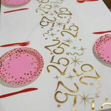 1pc Gold Foil Number Birthday Table Runner, 6/16/20/25/35/45/55/65/75/85 Years Old Birthday Party Decoration, Anniversary Retirement Party Supplies, Birthday Celebration, Father's Day, Mother's Day - Gold - View 25