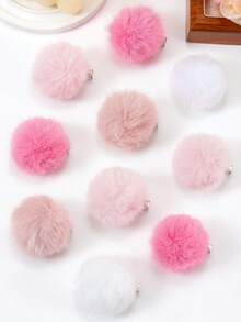 8 kẹp tóc hình quả bóng màu hồng, kẹp tóc mái xù dễ thương, kẹp tóc nhung đơn giản, mũ đội đầu dễ thương cho bé gái, phụ kiện tóc hàng ngày và dự tiệc - Nhiều màu - Xem 8