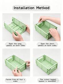 Cesta de almacenamiento plegable, mini caja de almacenamiento plegable de plástico, organizador de escritorio de PP para almacenamiento en cocina, baño, oficina y hogar, apilable, bolsa de maquillaje de múltiples colores, bolsa de aseo, esencial de viaje, esencial de vacaciones, regalo esencial para mujeres